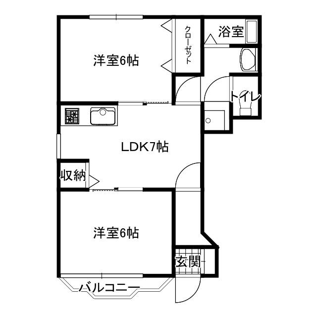 サンライト広町(2LDK/1階)の間取り写真