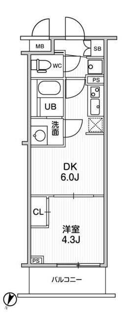 ライムレジデンス曳舟(1DK/2階)の間取り写真