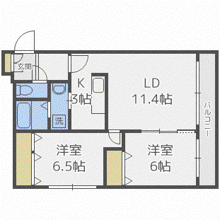 A BOND イースト(2LDK/4階)の間取り写真
