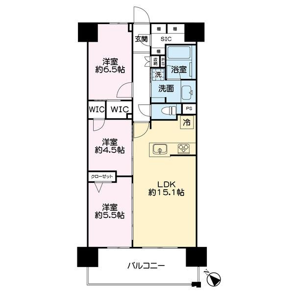 レーベン徳山 ONE LUXE(3LDK/4階)の間取り写真