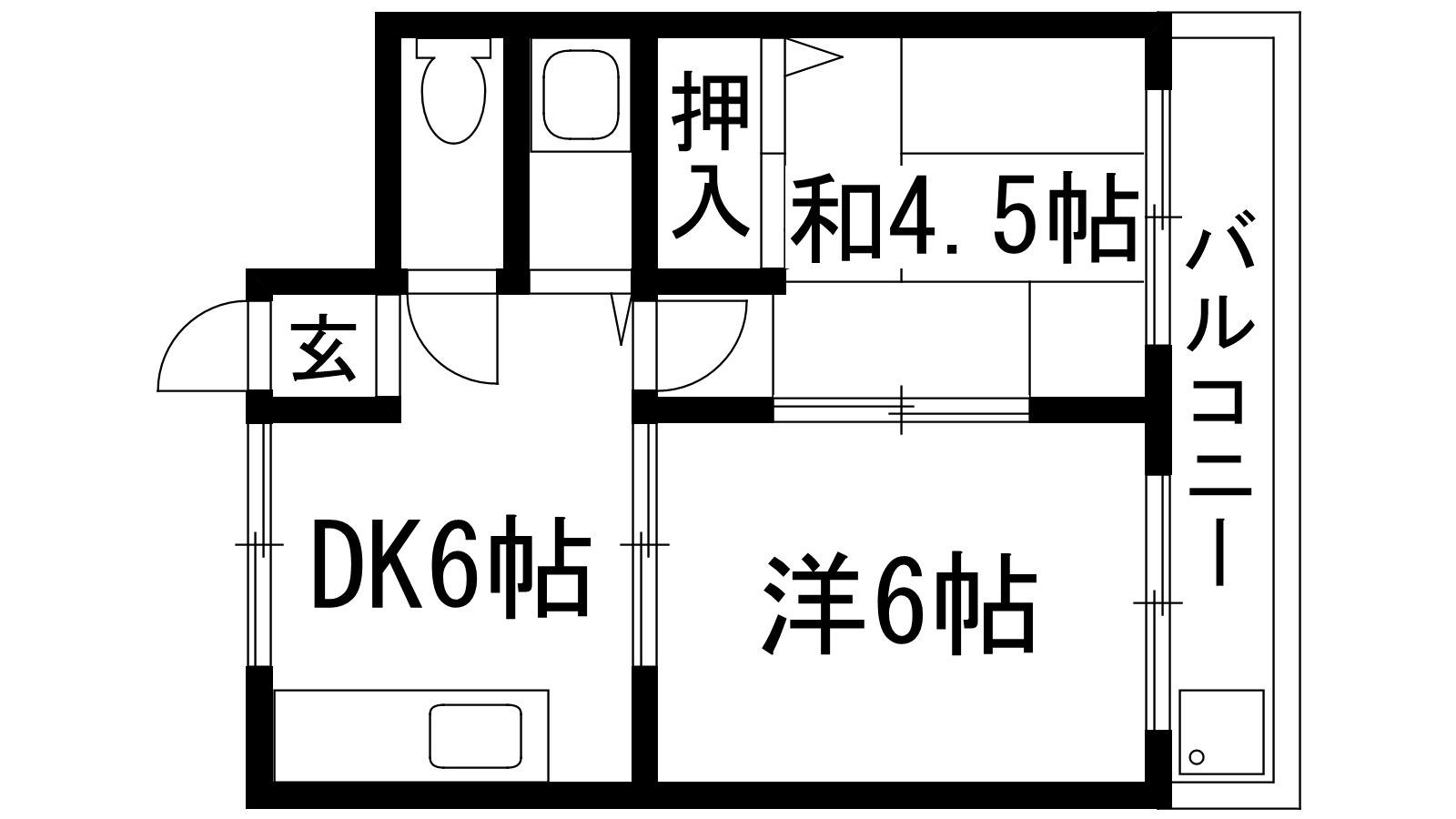ハイム山本(2DK/1階)の間取り写真