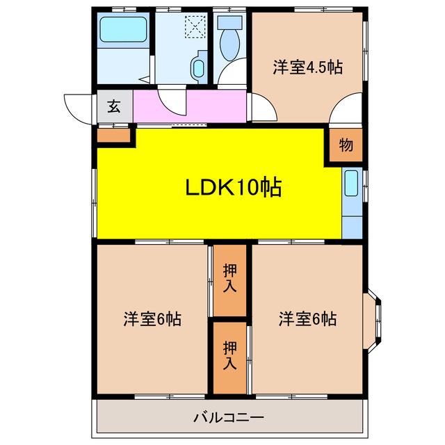 トレンディ平野B(3LDK/1階)の間取り写真
