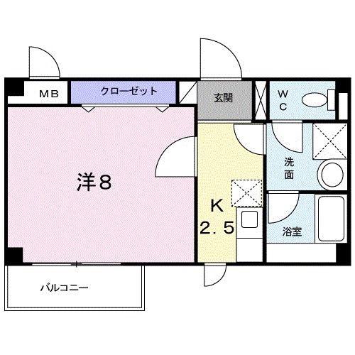 ANDYHILLSA棟(1K/1階)の間取り写真