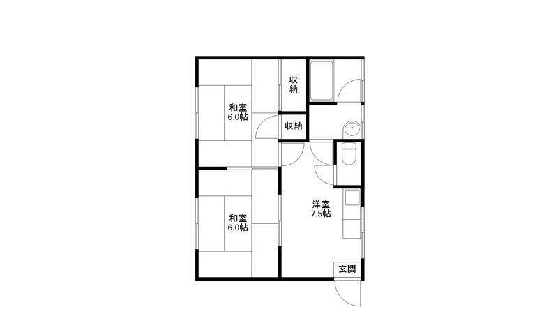 エスパール干潟2号棟(2DK/1階)の間取り写真