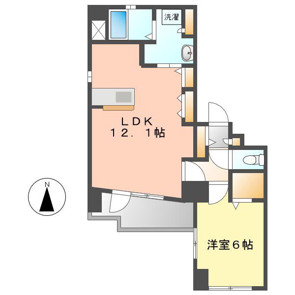 リーベンコート(1LDK/6階)の間取り写真