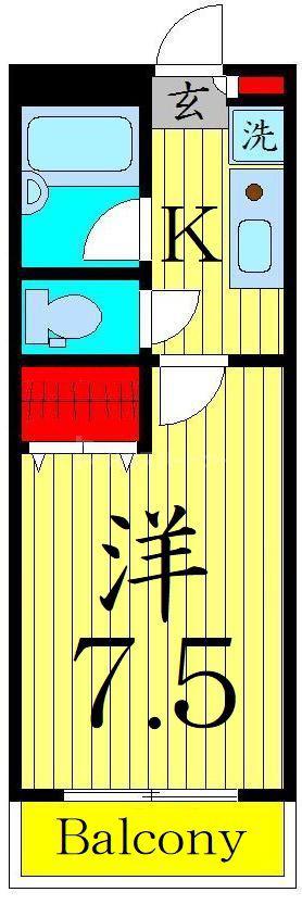 パルテノン綾瀬(1K/4階)の間取り写真
