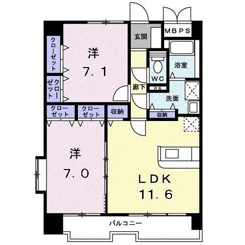 PLEASURES(2LDK/10階)の間取り写真
