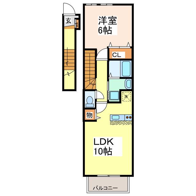 NMON・E(1LDK/2階)の間取り写真