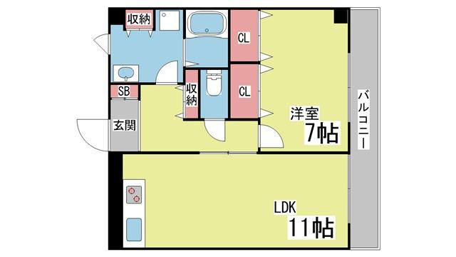 デュコムワイズ(1LDK/5階)の間取り写真