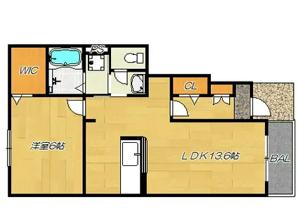 リエート新田1・2(1LDK/1階)の間取り写真