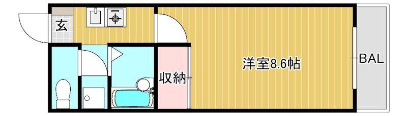御園ハイツI(1K/3階)の間取り写真
