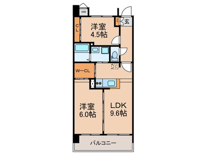 KDX清水レジデンス(2LDK/1階)の間取り写真