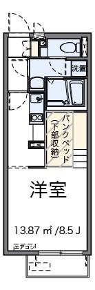 ベルエスポワール青葉(1K/1階)の間取り写真
