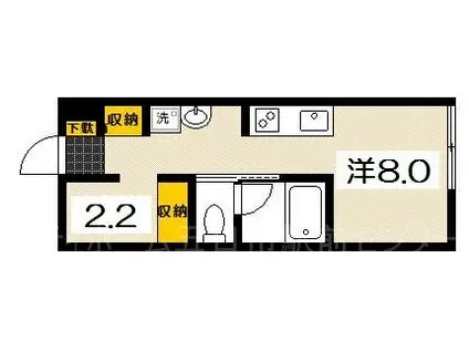 ヴィラリヴィエールII(ワンルーム/1階)の間取り写真