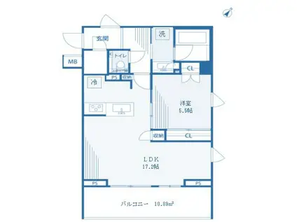 アトラス青山レジデンシャル(1LDK/2階)の間取り写真