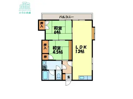 エステート虹が丘B棟(2LDK/2階)の間取り写真