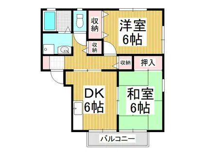 デュオコートB棟(2DK/1階)の間取り写真