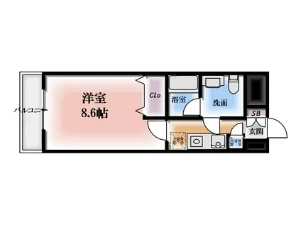 ザ・レインボー行徳(1K/9階)の間取り写真