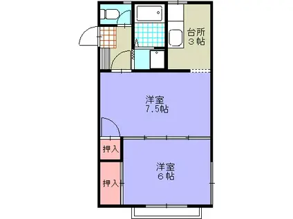 メゾンK1(2K/2階)の間取り写真