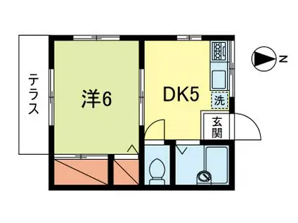 まどか荘(1DK/1階)の間取り写真