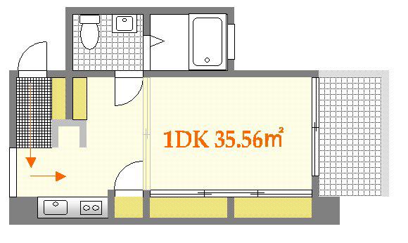 ツインクレスト(1DK/8階)の間取り写真