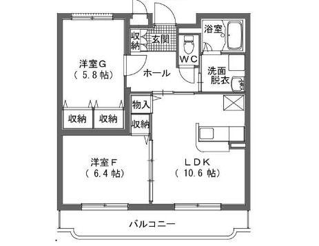ルミエール栄(2LDK/2階)の間取り写真