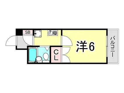 夙川ル・カンフリエ(1K/3階)の間取り写真