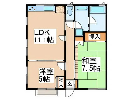 シティハイムタヌマ(3DK/2階)の間取り写真