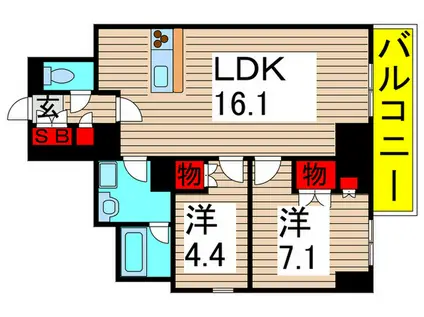 プライムアーバン亀有(2LDK/3階)の間取り写真