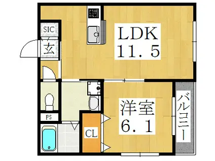 地下鉄千日前線 北巽駅 徒歩6分 3階建 築9年(1LDK/3階)の間取り写真