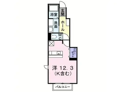 フィオーレ長行東二番館(ワンルーム/1階)の間取り写真