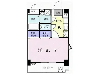 モンシェモアII(1K/6階)の間取り写真