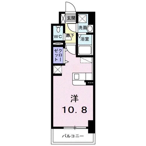 ルーカス 武之橋(ワンルーム/6階)の間取り写真