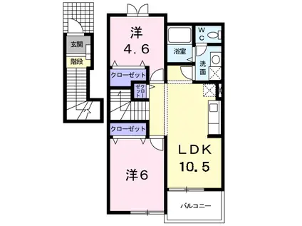 ボナール杁(2LDK/2階)の間取り写真