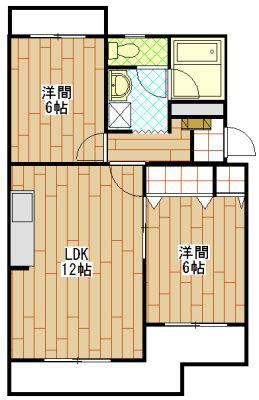 サントピアII(2LDK/2階)の間取り写真