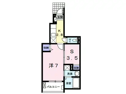 モデッサくすみーる(1SK/1階)の間取り写真