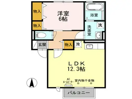 グレイシャスコート B(1LDK/2階)の間取り写真