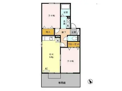 グリーンパストラル(2DK/1階)の間取り写真