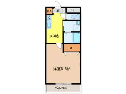 セピアコートIII(1K/1階)の間取り写真