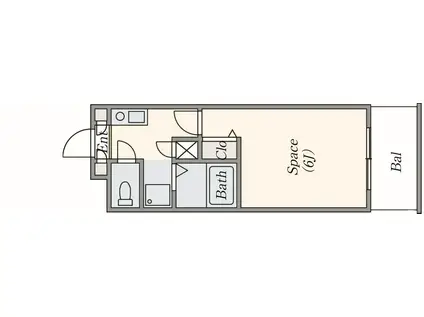 バッハレジデンス神戸ウエスト(1K/4階)の間取り写真
