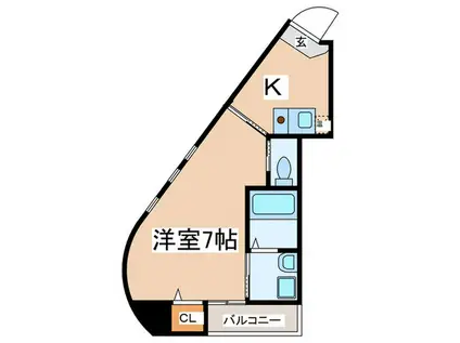 バウハウス(1K/7階)の間取り写真