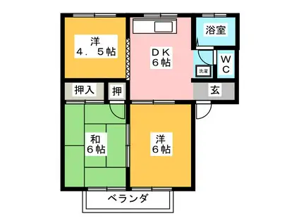 セジュールNARA(3DK/2階)の間取り写真