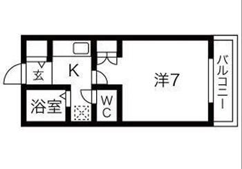 豊中東邦ハイツ(1K/2階)の間取り写真