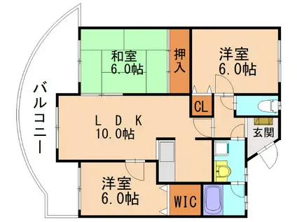 ハウスK(3LDK/2階)の間取り写真
