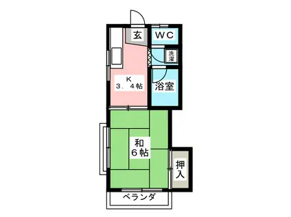 ハイツスヤマ(1K/2階)の間取り写真