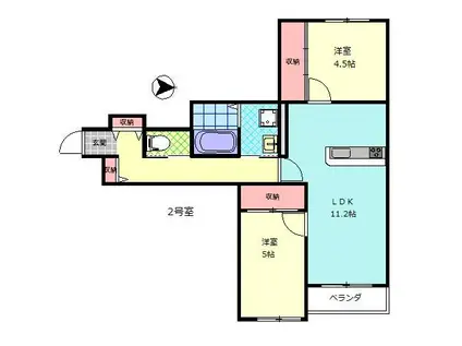 BELLE LEAD中島東(2LDK/2階)の間取り写真