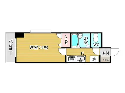 ルネッサンスTOEI田町(1K/7階)の間取り写真