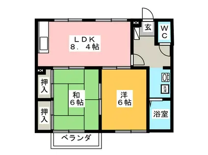 メイフェア サウス(2DK/2階)の間取り写真