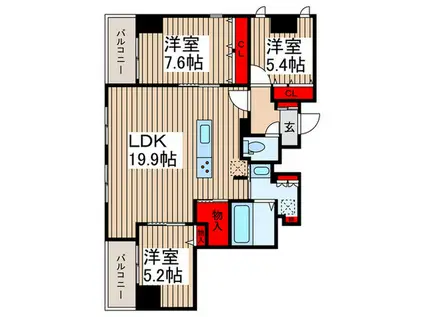 LA CEZANNE TOKIWA(3LDK/8階)の間取り写真