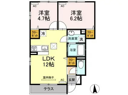 アヴェニール(2LDK/1階)の間取り写真